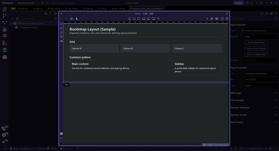 Screenshot: HTML editor surface
