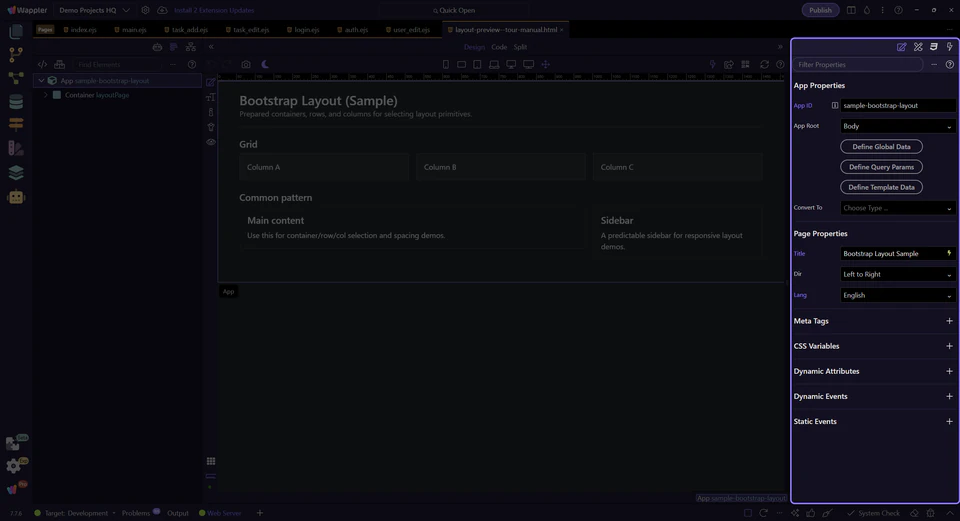 Screenshot: Selection Panels